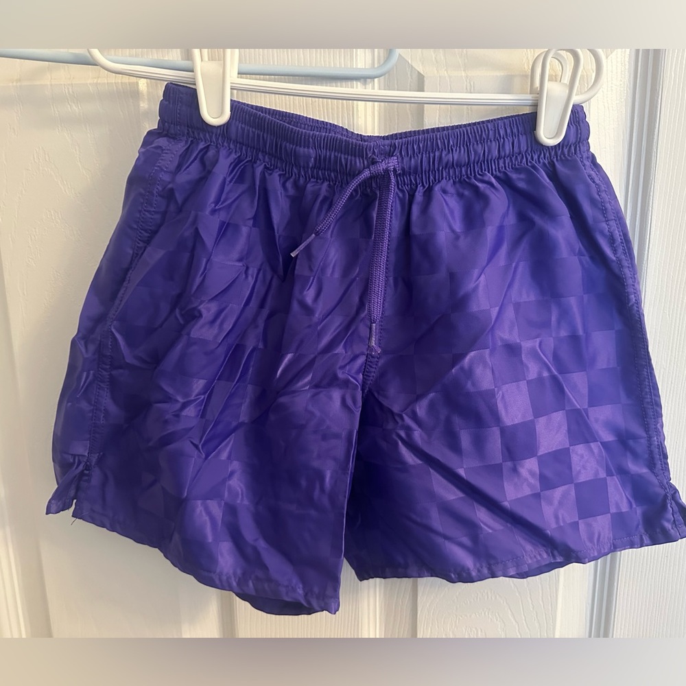 DSG Girls Purple Small Soccer Shorts Vintage Look Checkerboard